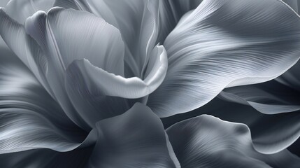 Charcoal Petal Cascade: Wallpaper exhibits tulip petals cascading on charcoal, with a stunning effect adding depth.