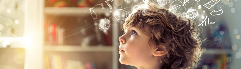 Naklejka premium Portrait of a child with a distant look
