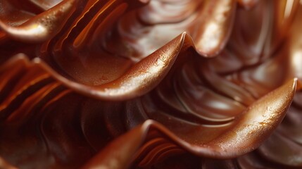 Chocolate Wave Petals: Wavy patterns of chocolate on tulip leaves enchant in extreme close-up.