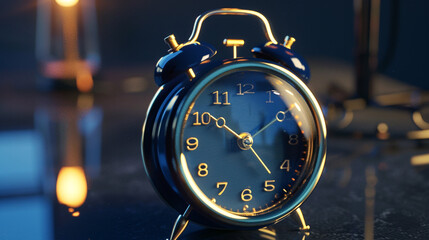 a dark blue luxury alarm clock.