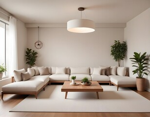 Frame mockup, ISO A paper size. Living room poster mockup. Modern interior design. Living room Interior mockup with house background. 3D render