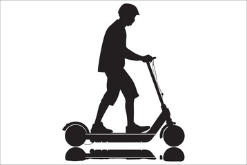 
Electric scooter Silhouette Vector on white background, Man Riding an electric Scooter Silhouette vector illustration.