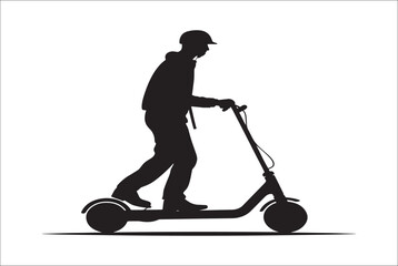 
Electric scooter Silhouette Vector on white background, Man Riding an electric Scooter Silhouette vector illustration.