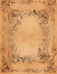Classic Charm: Subtle Border on Cream Paper - Clean composition, Ample Negative Space   - Adaptable Background Art  - Space for Text - vintage floral background