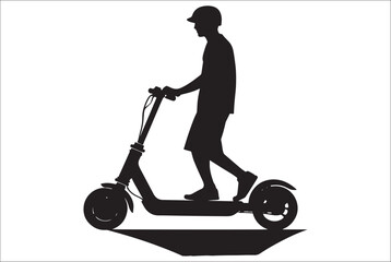 
Electric scooter Silhouette Vector on white background, Man Riding an electric Scooter Silhouette vector illustration.