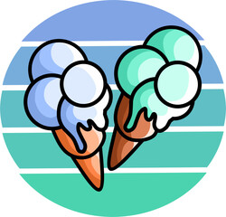 a pair of sweet food objects, two ice creams