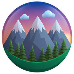 3d mountains illustration - plastic model