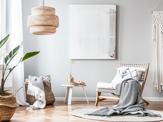 Modern minimalist living room spaces with Scandinavian decor