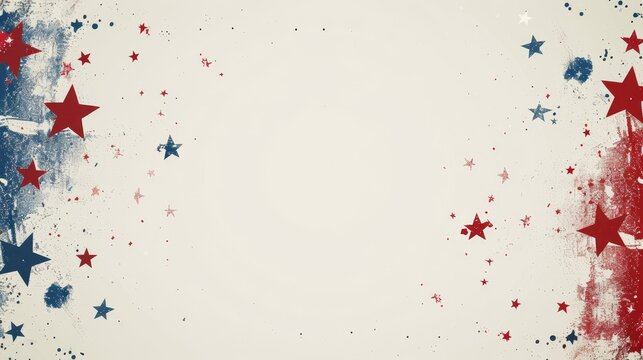 Patriotic background with red and blue star decorations, perfect for Independence Day, Memorial Day or any patriotic celebration.