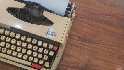 Close up photo of antique typewriter keys, shallow focus