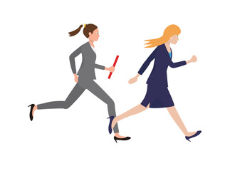 ビジネスマンが走ってバトンをパスをしている。