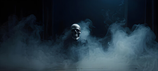Fototapeta premium Real smoke exploding outwards with empty center. Dramatic smoke or fog effect for spooky Halloween background.