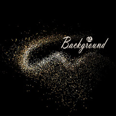 Abstract wavy isolated frame with golden glitter, design component.