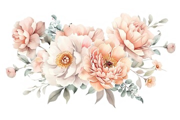 Watercolor pastel floral background with soft pastel colors, flowers and leaves, nature background for invitation, wedding card