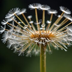 Dandelion flower on a dark background. Close up view. macro photography
