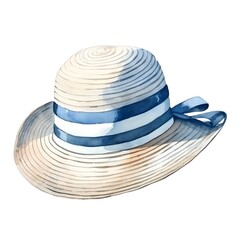 Stylish Straw Beach Hat with Striped Pattern for Summertime Relaxation