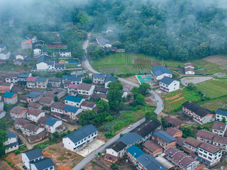 Aerial photography of Chinese pastoral scenery