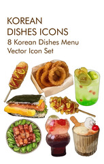 Korean dishes logo vector icon set 