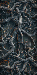 Texture Of Gloomy Tree Roots On A Dark Background For Wallpaper Created Using Artificial Intelligence