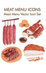 Meat menu logo vector icon set