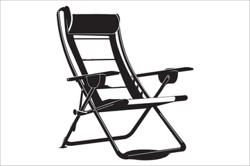 Fototapeta premium Camping chair Silhouette vector illustration on white background. Black Camping chair silhouette.