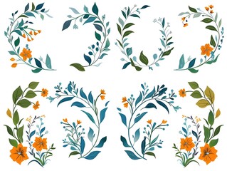 Set of Differents flower linen on white background