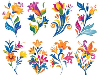 Set of Differents flower linen on white background