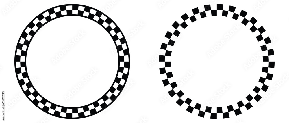 Fototapete circle checker frames. round chess borders. design for text for start, finish or winner. pack of iso