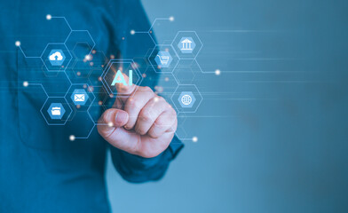 connect data technology  system in the  future.  innovation planning management touch screen interface improvement learning with machine AI.