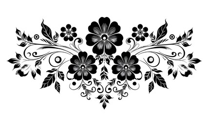 black and white floral ornament