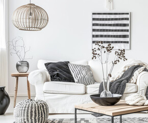 Modern minimalist living room spaces with Scandinavian decor