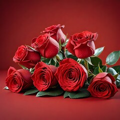 Red rose flower background. Floral wallpaper, banner. February 14, valentine's day, love, 8 march women's day theme. Mother's day.
