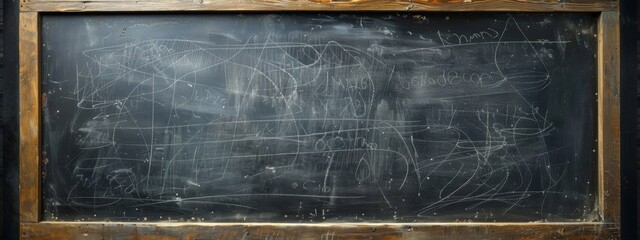 A clean slate of a blackboard,  Chalk traces.