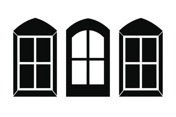 Set of Solid black Window vector design icons on white background