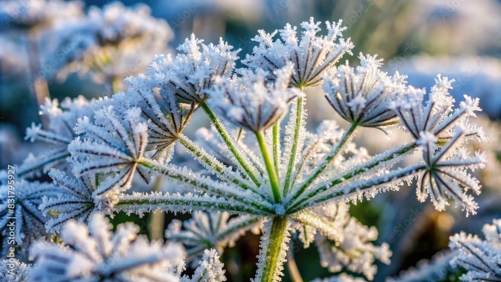 Canvas Prints Frosty plant adorned with intricate ice patterns