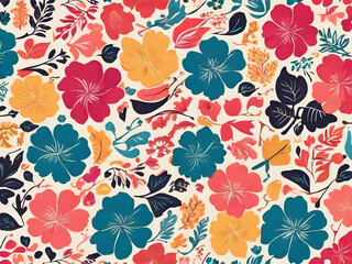 seamless pattern with flowers pattern, flower, seamless, floral, wallpaper, vector, design, nature, decoration, illustration,Ai generated 