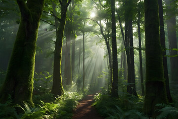 Fototapeta premium A landscape of a green forest