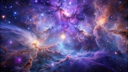 Stunning Cosmic Scene with Nebulae and Bright Stars