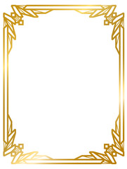 Art Deco gold frame vintage frame line geometric wedding label card frame png transparent background	