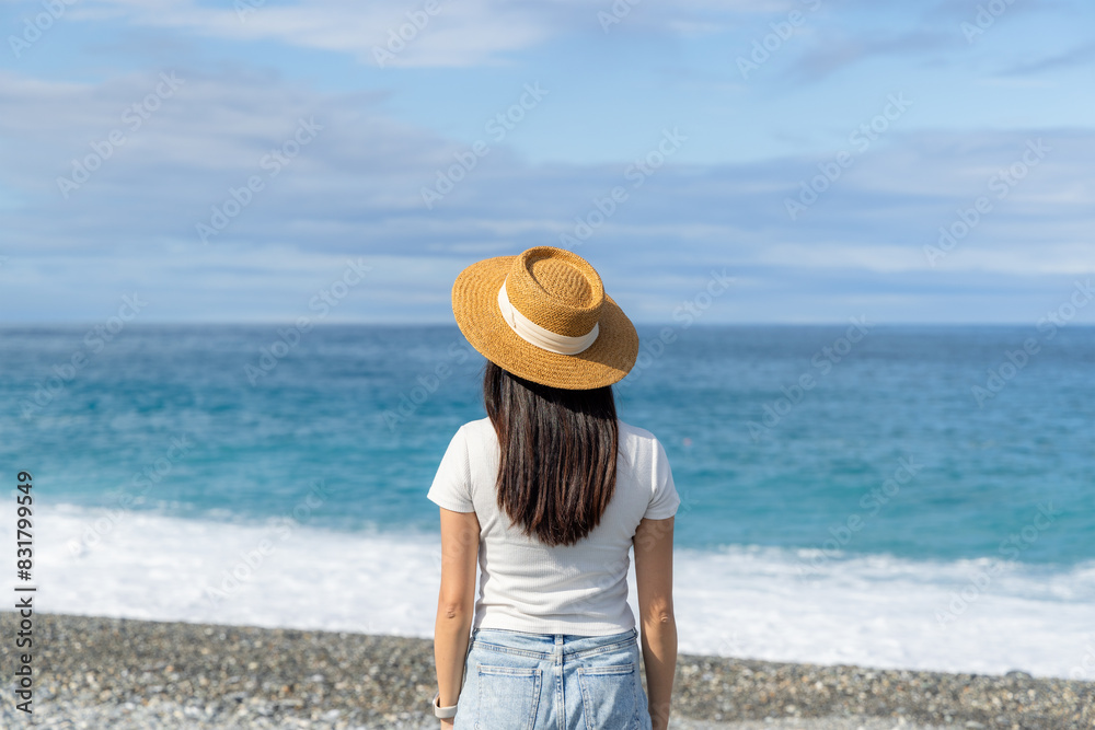 Canvas Prints Woman enjoy the scenery view of the sea beach