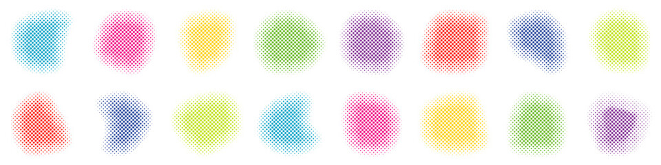 ハーフトーン　抽象的な歪んだ丸の形　カラフル