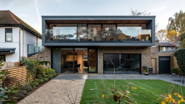 Modern house with a cubic extension and garage 