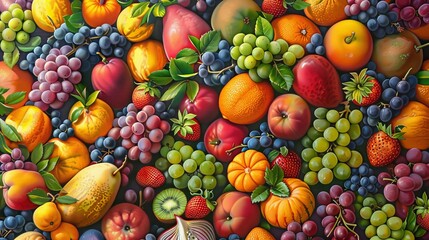 Naklejka na ściany i meble A Bounty of Fresh Fruits