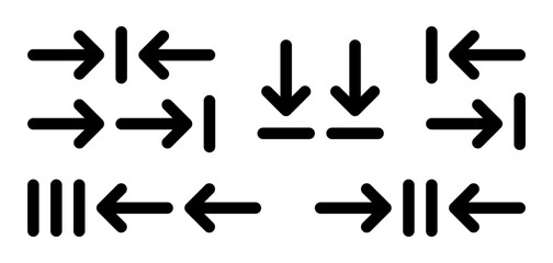 set of icons set inline. alignment arrow design. simple silhouette design