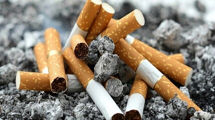 The adverse effects of cigarette smoking on lungs, addiction, and health risks for stock photo sales