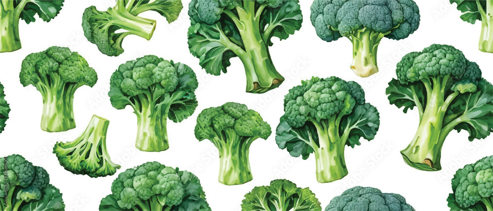 Wall mural broccoli seamless pattern food background2 - Wall murals