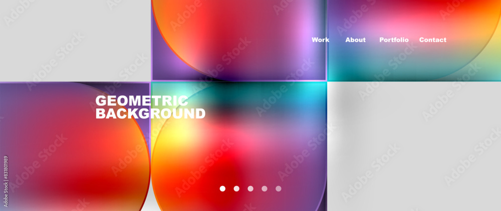Aufkleber bright colorful squares with round elements minimal geometric background. vector illustration for wa