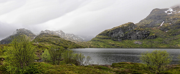 Norway Lofoten Sørvågen Stuvdalsvatnet.