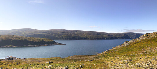 Fototapeta premium Norway Magerøya Skarsvåg Viewpoint at Nordkapp Horn.
