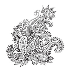 Traditional and Cultural Beautiful Alpona design, Rangoli,  Kolam, Paisley line art.